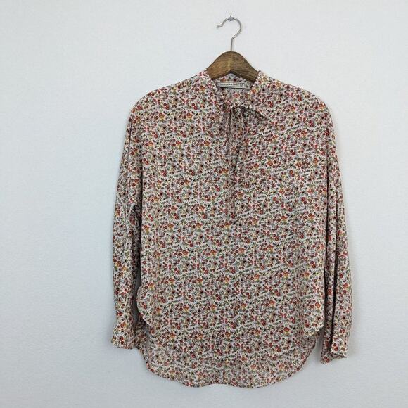 Abercrombie & Fitch Floral Tie Neck Long Sleeve Blouse Size XS - Picture 3 of 8